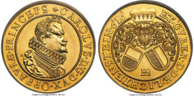 Karl gold Restrike 10 Ducat 1616-Dated (1966) MS67 PCGS, Fr-1a. Popular restrike of a basically unobtainable original strike, absolutely crisp and lus...