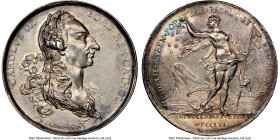 Charles III silver "Pachuca y Real del Monte Proclamation" Medal 1761 MS61 NGC, Grove-K-41, Medina-98, Betts-485. 45mm. By F. Cassanova. Bust of Charl...