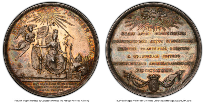Amsterdam. City silver "Treaty of Fountainebleau" Medal 1785 MS63 PCGS, van Loon...