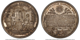 Utrecht. Provincial silver "Utrecht University Centennial" Medal 1736 MS64 PCGS, van Loon-104. 65mm. By J. Drappentier. An incredible Specimen celebra...