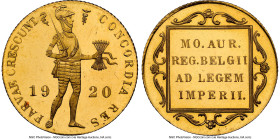 Wilhelmina gold Proof Ducat 1920 PR64 Cameo NGC, Utrecht mint, KM83.1a, Fr-352, Schulman-771. A recognizable "Trade Ducat" struck under Queen Wilhelmi...