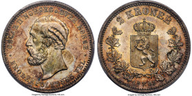Oscar II 2 Kroner 1902 MS64+ PCGS, Kongsberg mint, KM359. Just shy of the top grade across the major censuses, bathed in an autumnal luster and fierce...