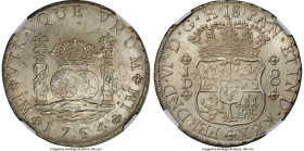 Ferdinand VI 8 Reales 1754 LM-JD MS62 NGC, Lima mint, KM55.1, Cal-457. Bearing pearlescent appeal and a light layer of frosting atop the devices. Only...