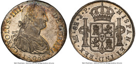 Charles IV 8 Reales 1808 LM-JP MS62 NGC, Lima mint, KM97, Cal-928. Moderately abraded, commensurate with the grade, strengthened by the lustrous icy s...
