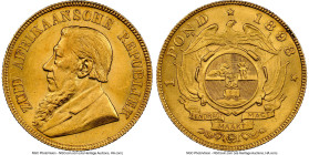 Republic gold Pond 1898 MS64 NGC, Pretoria mint, KM10.2, Hern-Z51, Fr-2. Rare state of preservation for the type, residing comfortably in the top 5% o...