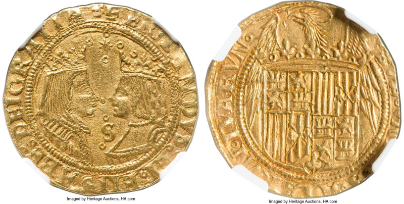 Ferdinand & Isabella gold 2 Excelentes ND (1476-1516)-S MS63 NGC, Seville mint, ...