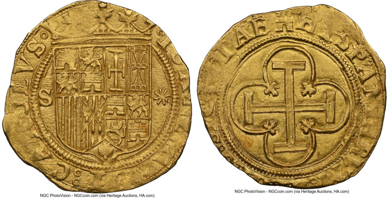 Charles & Johanna gold Escudo ND (after 1543) S-(Star) MS64 NGC, Seville mint, C...