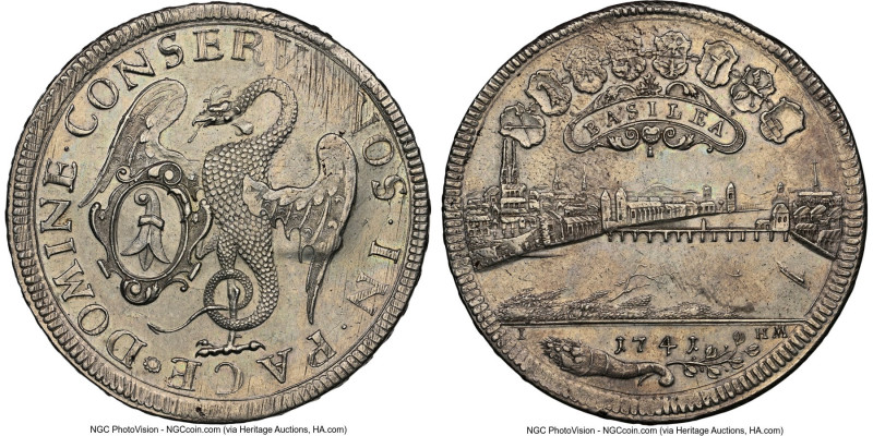 Basel. Canton 2 Taler 1741-HM AU58 NGC, KM150, Dav-1749. 50.72gm. This ever-popu...