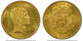 Republic gold 100 Bolivares 1886-(c) MS61 PCGS, Caracas mint, KM-Y34, Fr-2. Variety with '86' apart. This particular issue poses a significant challen...