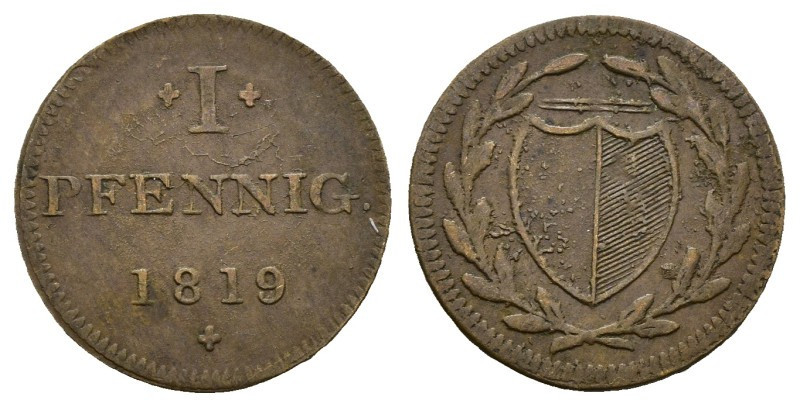 1 Pfennig Cu
Germany, 1819
18 mm, 1,11 g