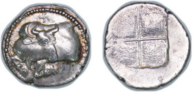 Greece (ancient) Akanthos Macedon 470 BC - 390 BC AR Tetrobol Silver 2.36g AU ANS.38 GC.1369 var. BMC.34 HGCS. 3/1-392