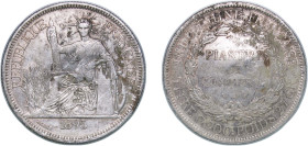 French Indochina French colony 1895 A 1 Piastre Silver (.900) Paris Mint (1782000) 26.86g VF KM 5 Lec 266-275