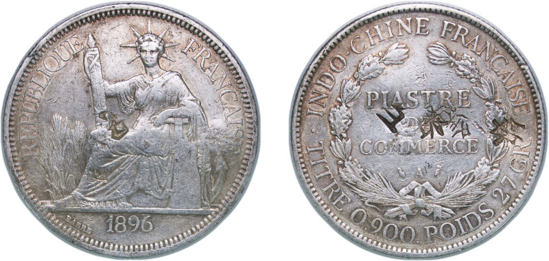 French Indochina French colony 1896 A 1 Piastre Silver (.900) Paris Mint (118580...