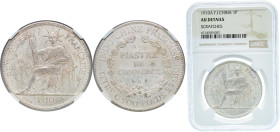 French Indochina French colony 1910 A 1 Piastre Key Date Silver (.900) Paris Mint (761000) 27g NGC AU Scratches KM 5a.1