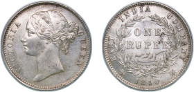 India India - British East India Company 1840 1 Rupee - Victoria Silver (.917) (398554000) 11.73g UNC KM 458