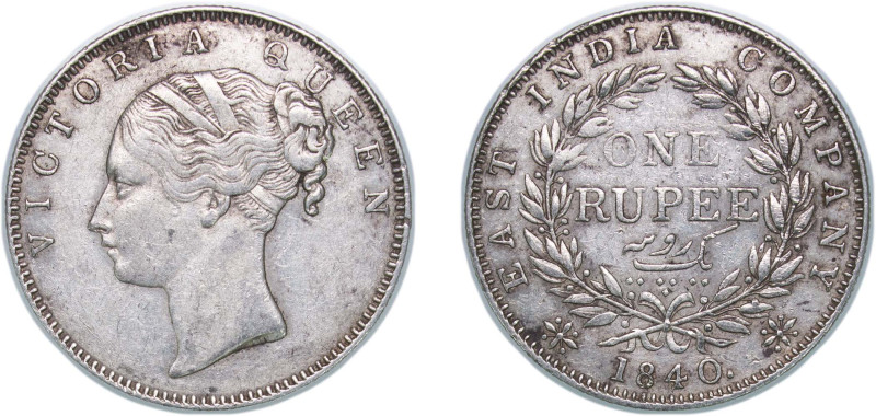 India India - British East India Company 1840 1 Rupee - Victoria Silver (.917) 1...