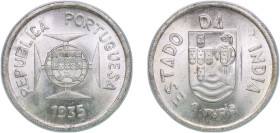 India India - Portuguese colony 1935 1 Rupia Silver (.917) Lisbon Mint (300000) 11.7g UNC KM 22 Gomes R 10.01 Schön 11