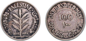 Israel British Palestine British Mandate 1939 100 Mils Silver (.720) Royal Mint (Tower Hill) (1500000) 11.7g XF KM 7 Schön 7 Aharoni 7