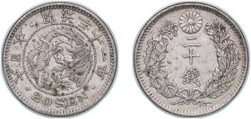 Japan Empire M31 (1898) 年一十三治明 20 Sen - Meiji Silver (.800) (17984212) 5.38g XF Y 24 JNDA 01-21