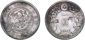 Japan Empire M45 (1912) 年五十四治明 1 Yen - Meiji "永 ,生" Silver (.900) (5000000) 26.81g XF Y A25.3 JNDA 01-10A