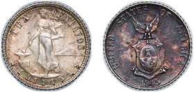 Philippines Commonwealth 1945 D 10 Centavos Silver (.750) Denver Mint (143592000) 2.03g AU KM 181 Schön 19