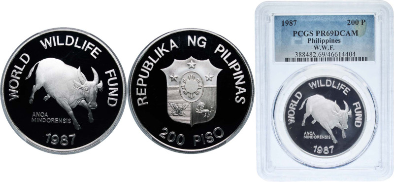 Philippines Republic 1987 200 Piso (WWF) Silver (.925) Royal Mint (25000) 25g PC...