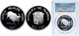 Philippines Republic 1987 200 Piso (WWF) Silver (.925) Royal Mint (25000) 25g PCGS PR 69 KM 248 Schön 89