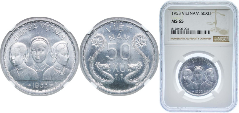 Vietnam South Vietnam French puppet state 1953 50 Xu - Bảo Đại Aluminium Paris M...