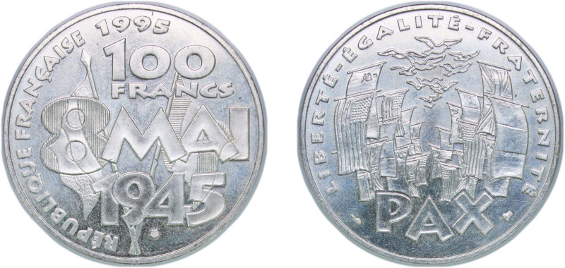 France Fifth Republic 1995 100 Francs (Peace) Silver (.900) Paris Mint (1990411)...