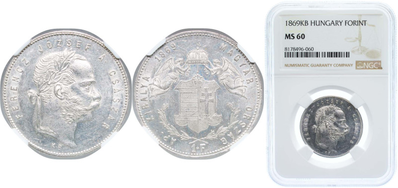 Hungary Austro-Hungarian Empire 1869 KB 1 Forint - Francis Joseph I Silver (.900...