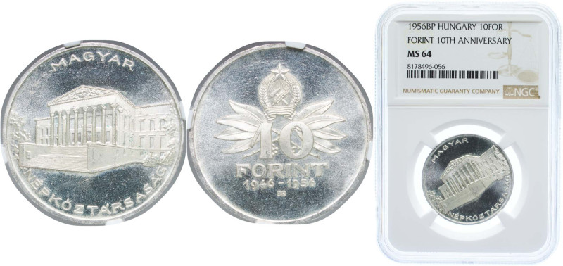 Hungary People's Republic 1956 BP. 10 Forint (Anniversary of Forint) Silver (.80...