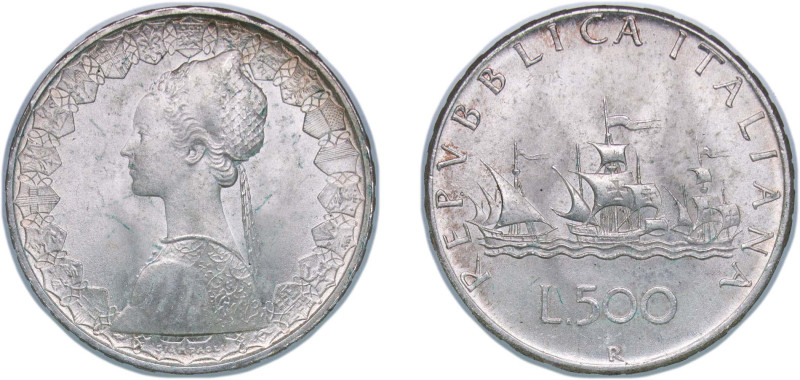 Italy Republic 1966 500 Lire Silver (.835) Rome Mint 11g UNC KM 98 Schön 97 Y 10...