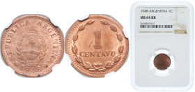 Argentina Federal Republic 1948 1 Centavo Copper (4419545) 2g NGC MS 64 RB KM 37a