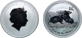 Australia Commonwealth 2008 P 1 Dollar - Elizabeth II (4th Portrait - Year of the Mouse - Silver Bullion Coin) Silver (.999) Perth Mint (300000) 31.1g...