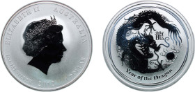 Australia Commonwealth 2012 P 1 Dollar - Elizabeth II (4th Portrait - Year of the Dragon - Silver Bullion Coin) Silver (.999) Perth Mint (300000) 31.1...