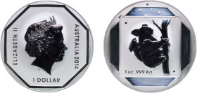 Australia Commonwealth 2014 1 Dollar - Elizabeth II (4th Portrait - Koala Road Sign) Silver (.999) Canberra Mint (3393) 31.1g PF KM 2927