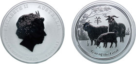 Australia Commonwealth 2015 P 1 Dollar - Elizabeth II (4th Portrait - Year of the Goat - Silver Bullion Coin) Silver (.999) Perth Mint (300000) 31.1g ...