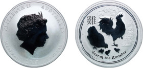 Australia Commonwealth 2017 P 1 Dollar - Elizabeth II (4th Portrait - Year of the Rooster - Silver Bullion Coin) Silver (.999) Perth Mint (300000) 31....
