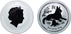 Australia Commonwealth 2018 P 1 Dollar - Elizabeth II (4th Portrait - Year of the Dog - Silver Bullion Coin) Silver (.999) Perth Mint (300000) 31.1g B...