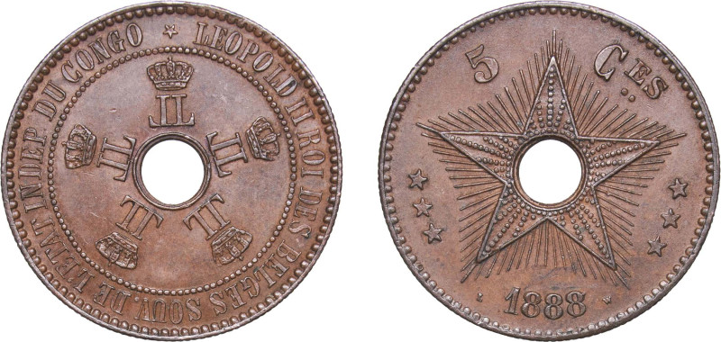 Belgium Belgian Congo Free State 1888 5 Centimes - Léopold II Copper Brussels Mi...