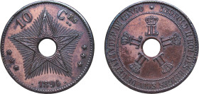 Belgium Belgian Congo Free State 1894 10 Centimes - Léopold II Copper (150000) 20.25g AU KM 4 LA VCM-5