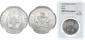 Bermuda British Overseas Territory 1964 1 Crown - Elizabeth II (1st portrait) Silver (.500) Royal Mint (Tower Hill) (470000) 22.62g NGC MS 64 KM 14 Sc...