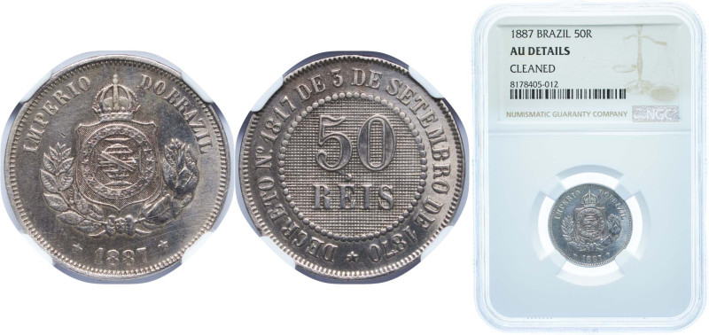 Brazil Empire 1887 50 Réis - Pedro II Copper-nickel Rio de Janeiro Mint (768461)...