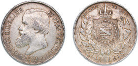 Brazil Empire 1889 2000 Réis - Pedro II Silver (.917) Rio de Janeiro Mint (1280232) 25.5g XF KM 485