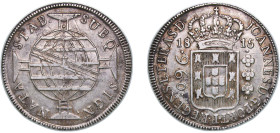 Brazil Portuguese colony 1815 R 960 Réis - João Prince Regent ¨Overstruck on a Spanish Colonial 8 Reales¨ Silver (.896) Rio de Janeiro Mint (855153) 2...