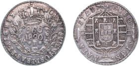 Brazil Portuguese colony 1820 B 960 Réis - João VI (Overstruck on a Spanish Colonial 8 Reales) Silver (.896) Bahia Mint (242541) 26.79g VF KM 326.2