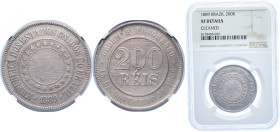 Brazil Republic of the United States of Brazil 1889 200 Réis Copper-nickel Rio de Janeiro Mint (4829000) 15g NGC XF Cleaned KM 493 AI Coins v045 Bente...