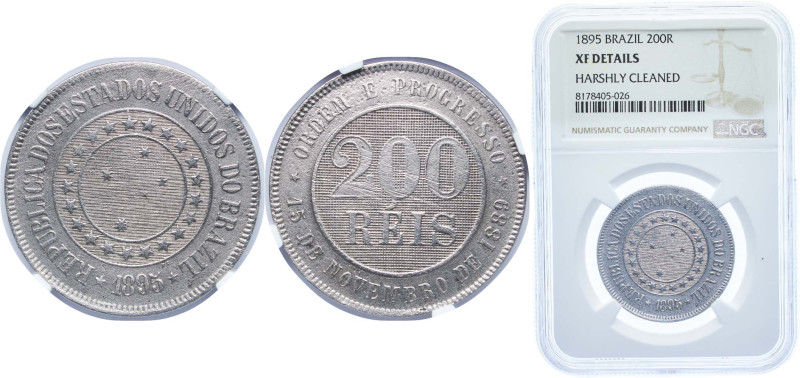 Brazil Republic of the United States of Brazil 1895 200 Réis Copper-nickel Rio d...