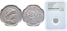 Brazil Republic of the United States of Brazil 1921 20 Réis Copper-nickel (1020000) 2g NGC AU Damage KM 516