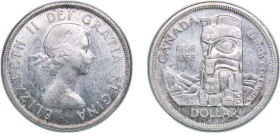 Canada Commonwealth 1958 1 Dollar - Elizabeth II (British Columbia) Silver (.800) Ottawa Mint (3039630) 23.33g UNC KM 55 Schön 56